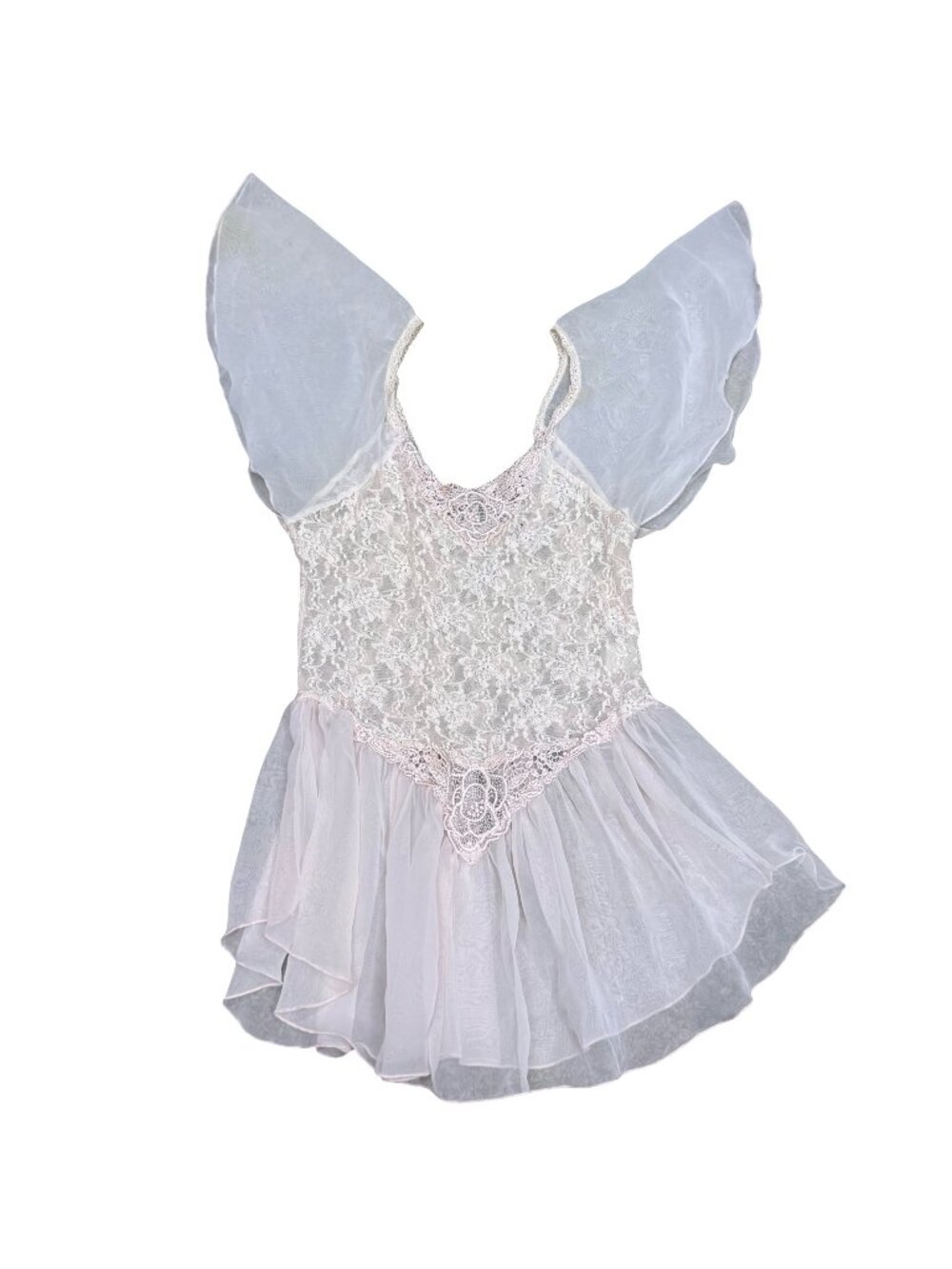 Cinema Etoile Light Pink Stretch Lace Fit & Flare Babydoll Nightie Slip Dress M